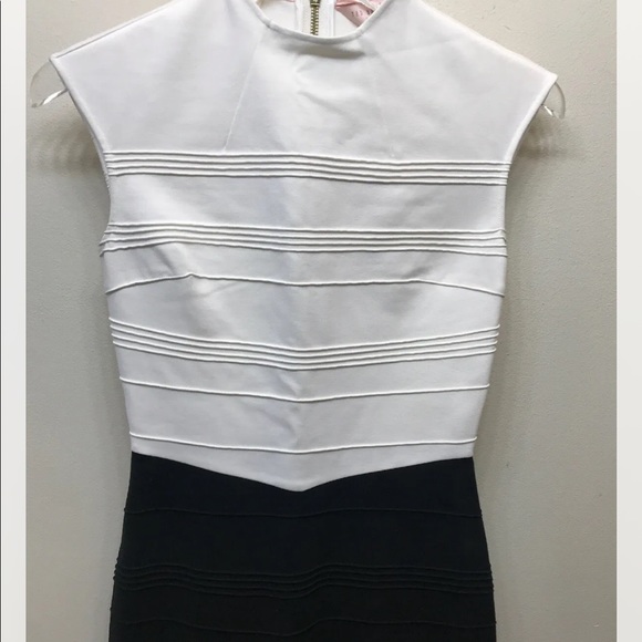 COPY Ted Baker Women’s Demore Flared Skirt Stretch Band Dress Black White Size 0 - Picture 9 of 14